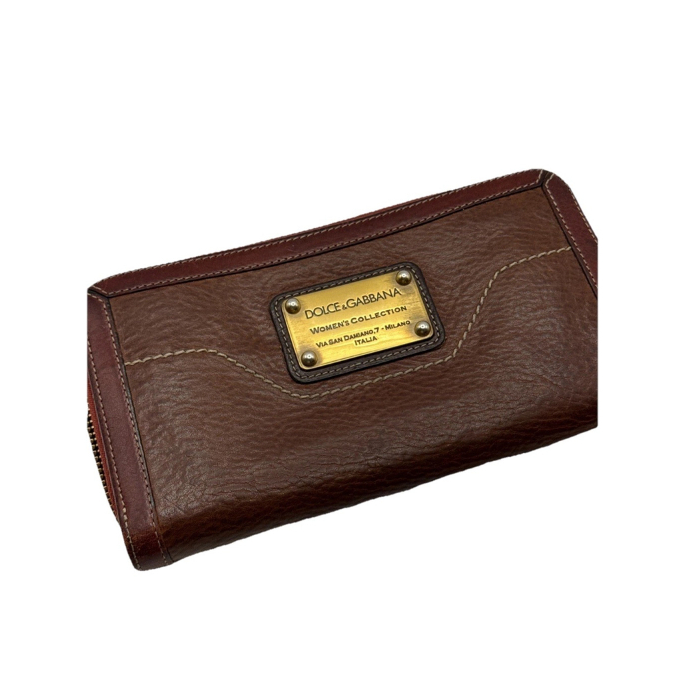 Dolce and Gabbana Brown Leather Long Wallet